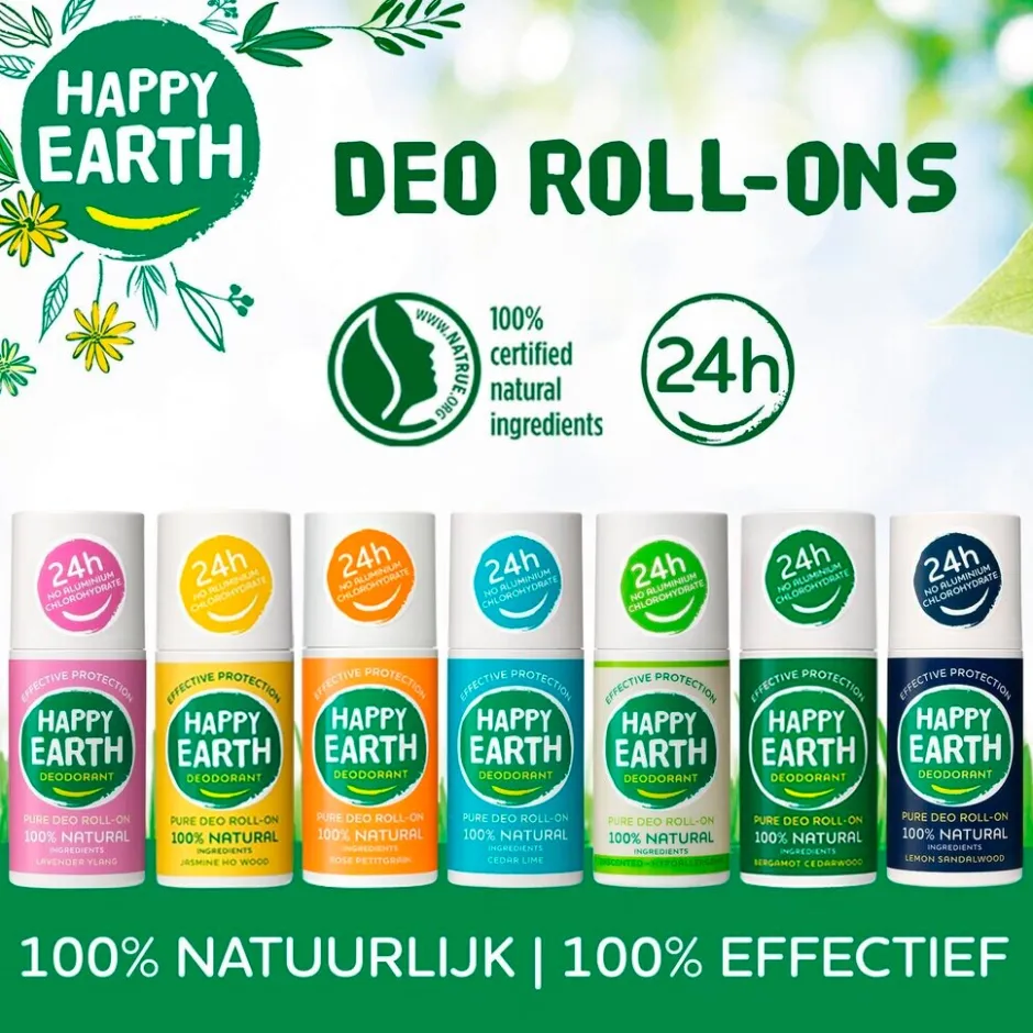 Happy Earth Bergamot Cedarwood Deodorant Roller< Deospray