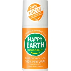 Happy Earth Rose Petitgrain Deodorant Roller< Deoroller