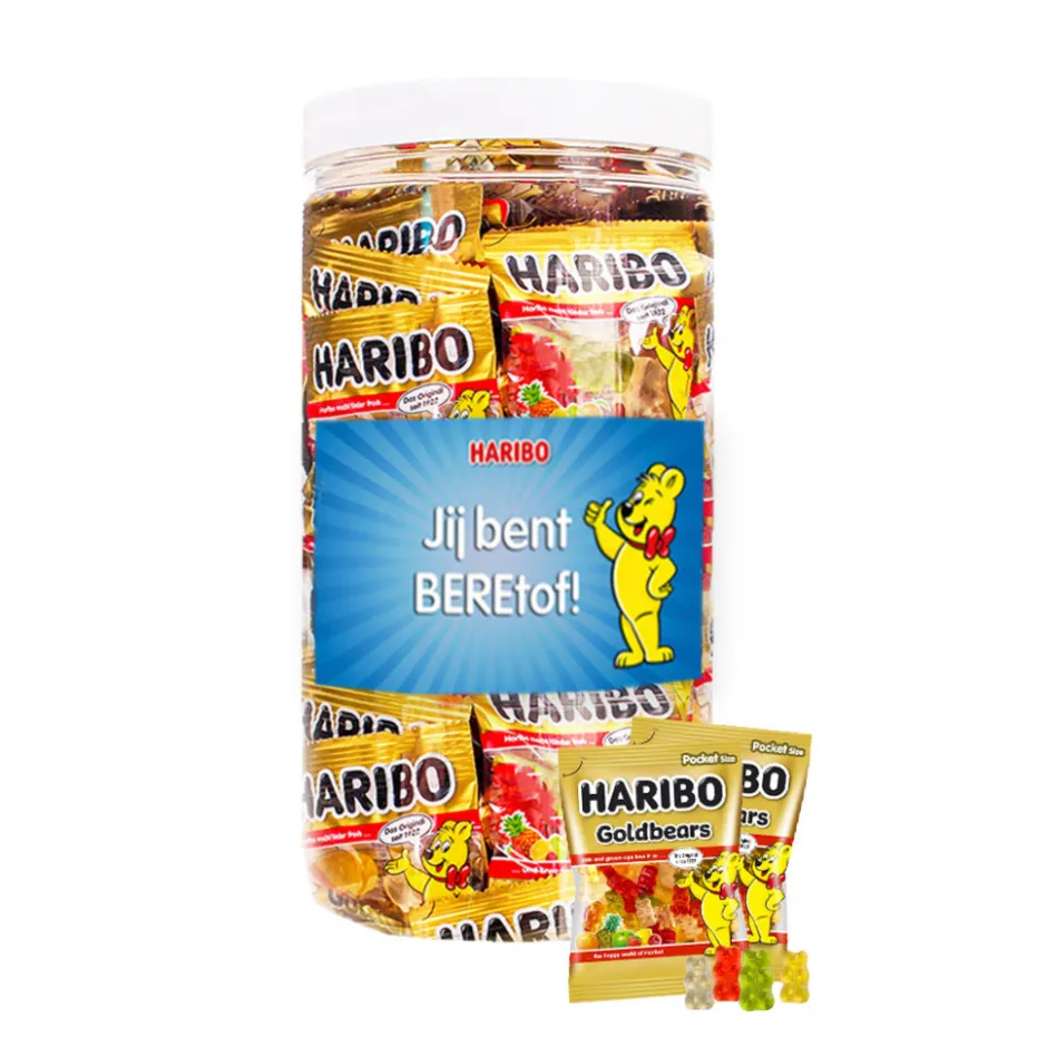 Haribo Goudberen "Jij bent BEREtof!" snoepcadeau< Trakteren