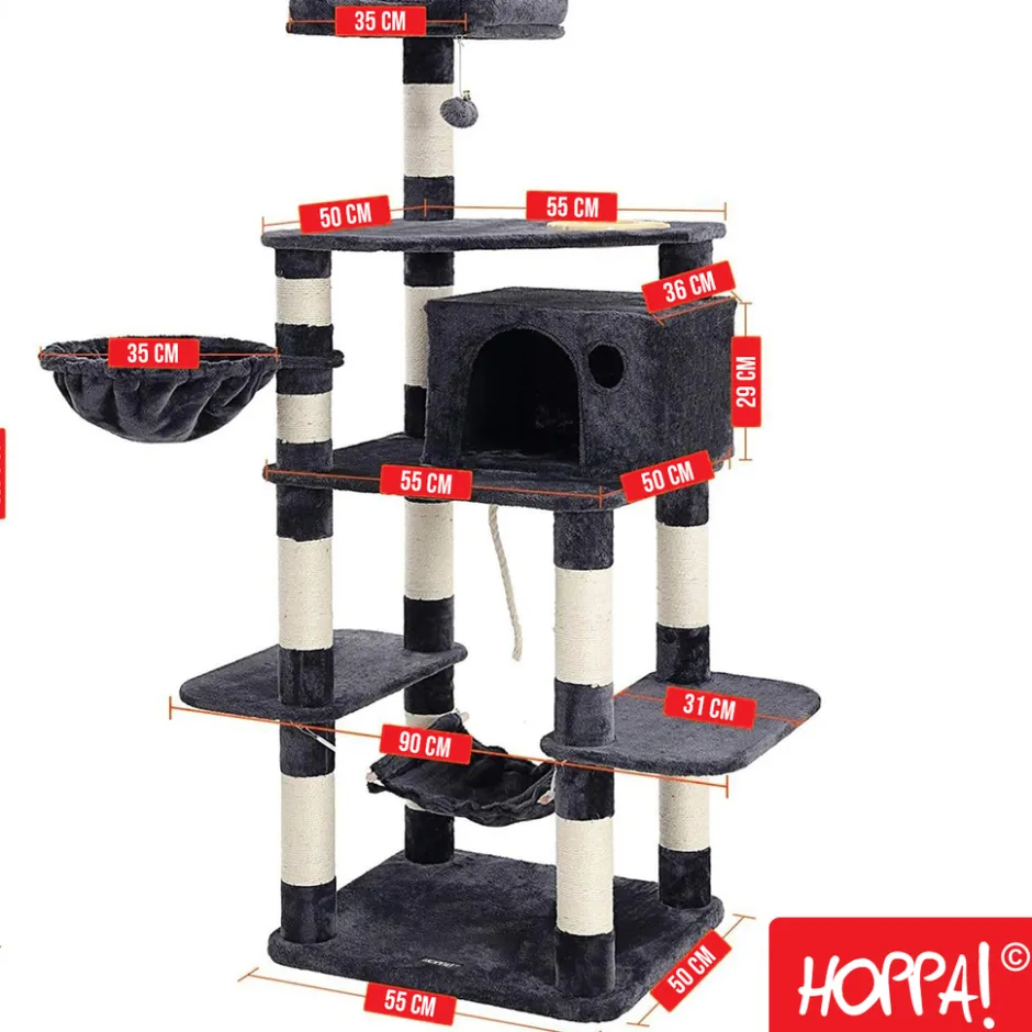 Hoppa! Multi-Level Kattenboom Voerbak Krabpaal Sisal< Katten