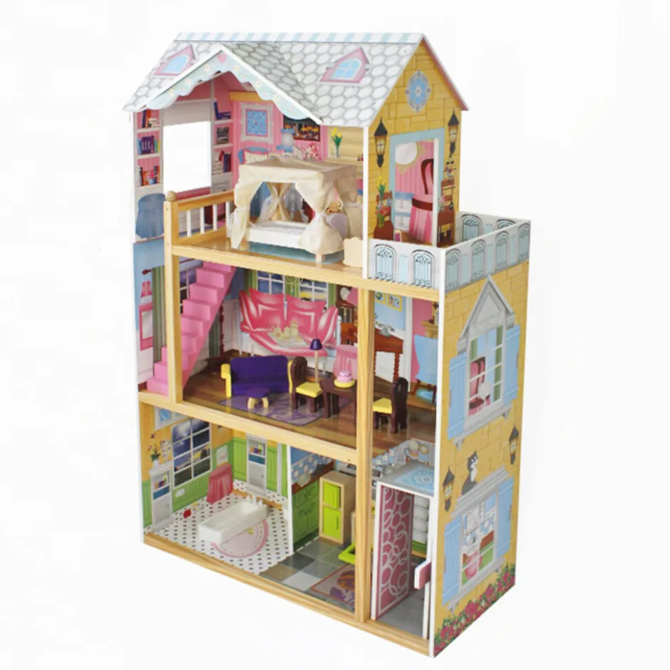 Houten Poppenhuis Mary Meubelset 10pcs 3 Verdiepingen< Houten Poppenhuizen En Tafels