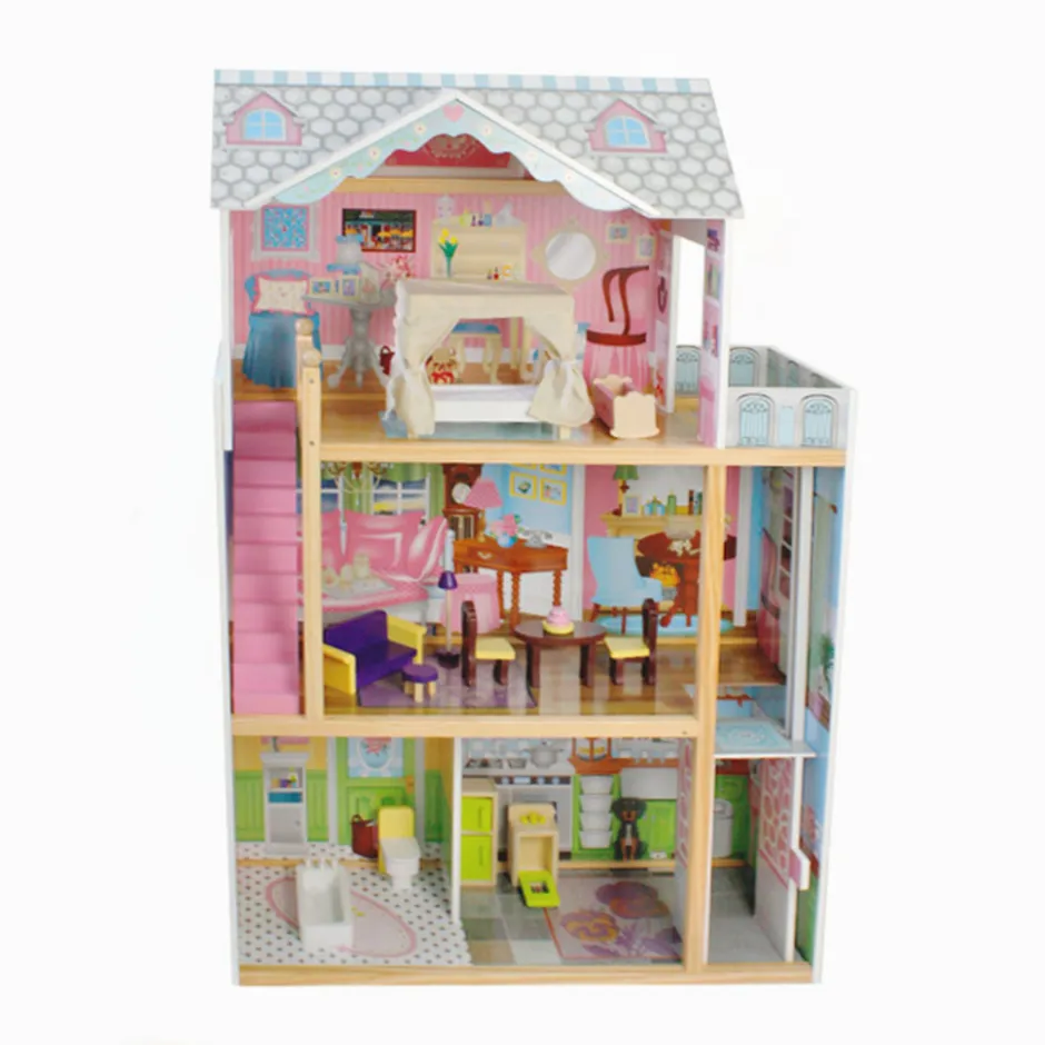 Houten Poppenhuis Mary Meubelset 10pcs 3 Verdiepingen< Houten Poppenhuizen En Tafels
