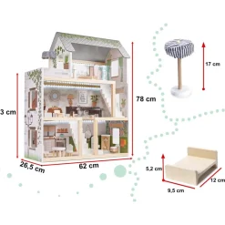Ikonka Luxe Boho Stijl XL Houten Poppenhuis met Meubels Met LED verlichting< Houten Poppenhuizen En Tafels