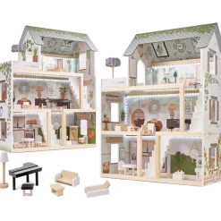 Ikonka Luxe Boho Stijl XL Houten Poppenhuis met Meubels Met LED verlichting< Houten Poppenhuizen En Tafels