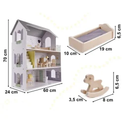 Ikonka Luxe XL Houten Poppenhuis met Meubels< Houten Poppenhuizen En Tafels