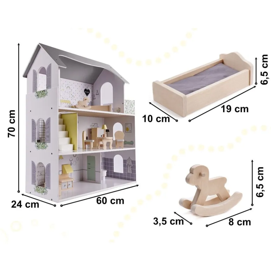 Ikonka Luxe XL Houten Poppenhuis met Meubels< Houten Poppenhuizen En Tafels