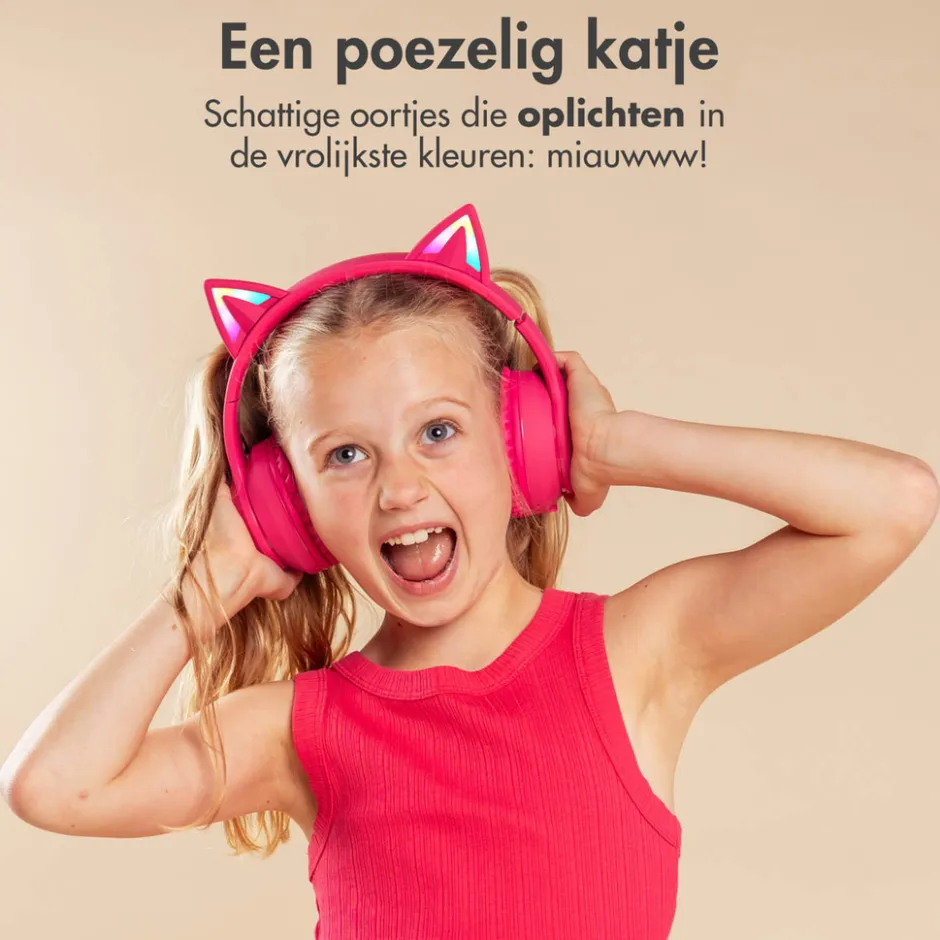 Imoshion Draadloze Bluetooth Kinder Koptelefoon met Verlichte Kattenoortjes< Koptelefoons