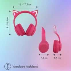 Imoshion Draadloze Bluetooth Kinder Koptelefoon met Verlichte Kattenoortjes< Koptelefoons