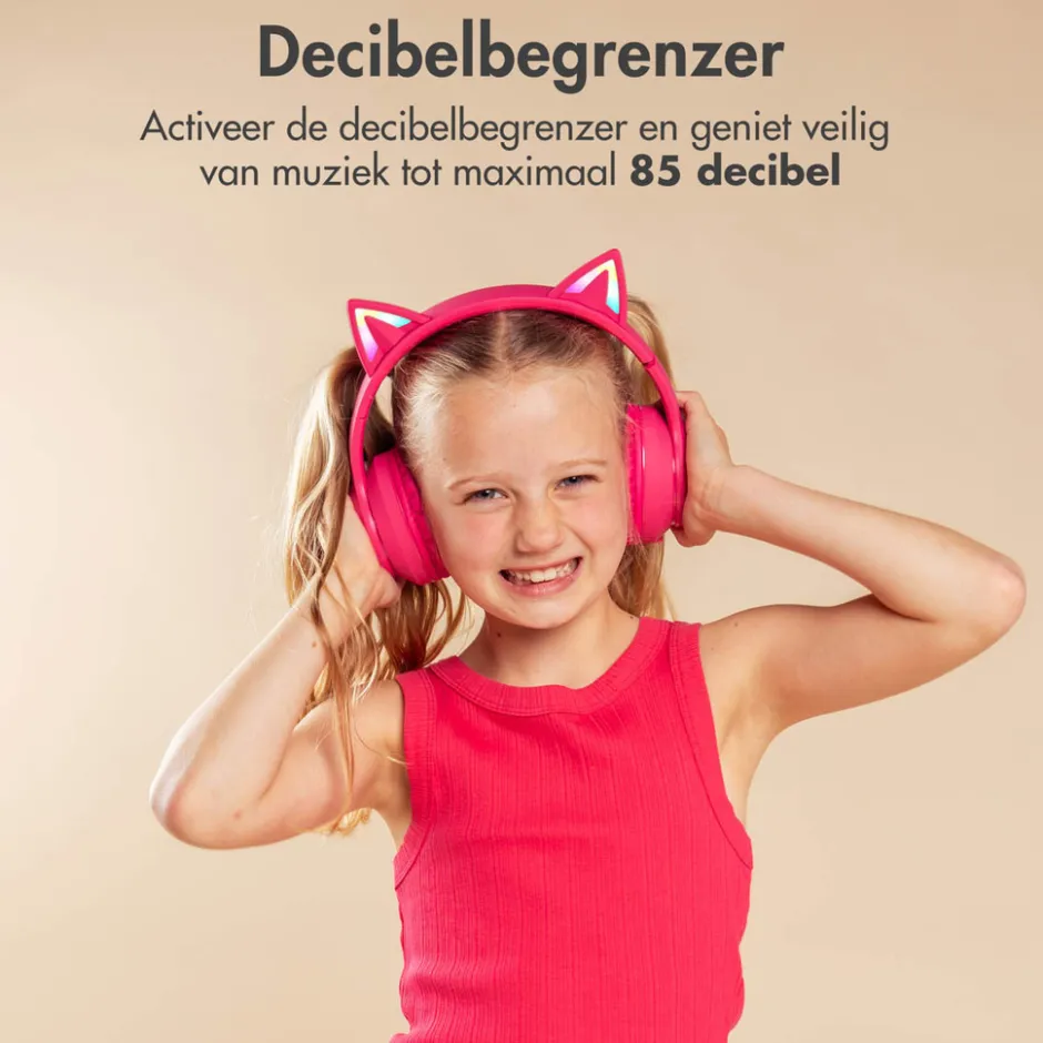 Imoshion Draadloze Bluetooth Kinder Koptelefoon met Verlichte Kattenoortjes< Koptelefoons