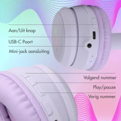Imoshion Draadloze Bluetooth Kinder Koptelefoon met LED Verlichting< Koptelefoons