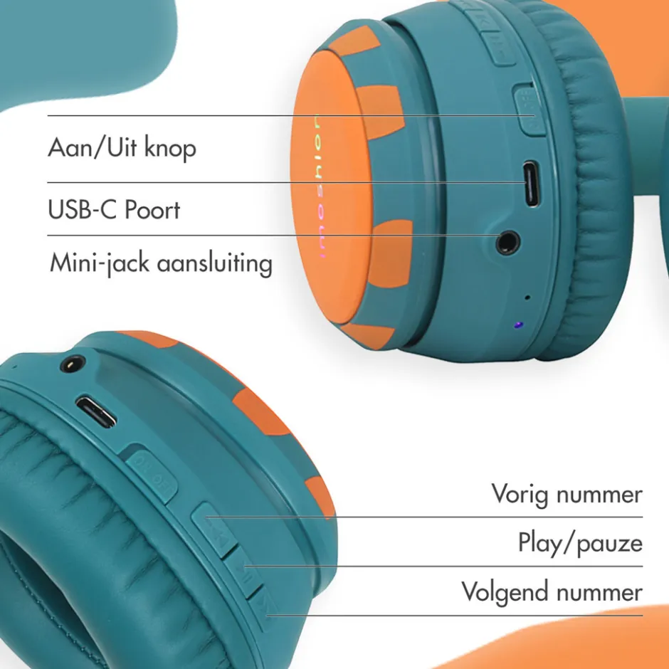 Imoshion Draadloze Bluetooth Kinder Koptelefoon met Dino Spikes< Verrassend Elektronica|Koptelefoons