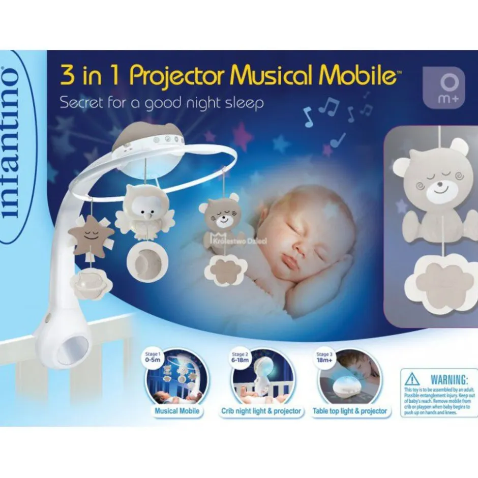 Grey 3 in 1 Muziekmobiel & Projector|Infantino Best