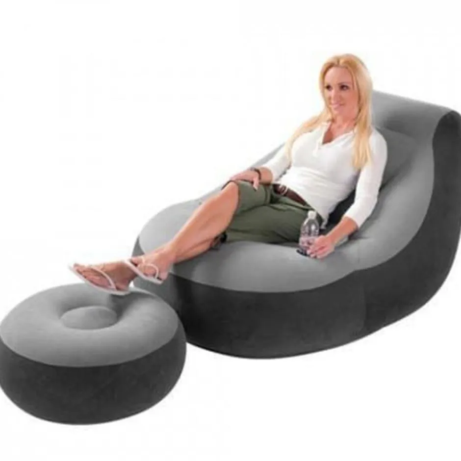 Opblaasbare Loungestoel met poef|Intex Clearance