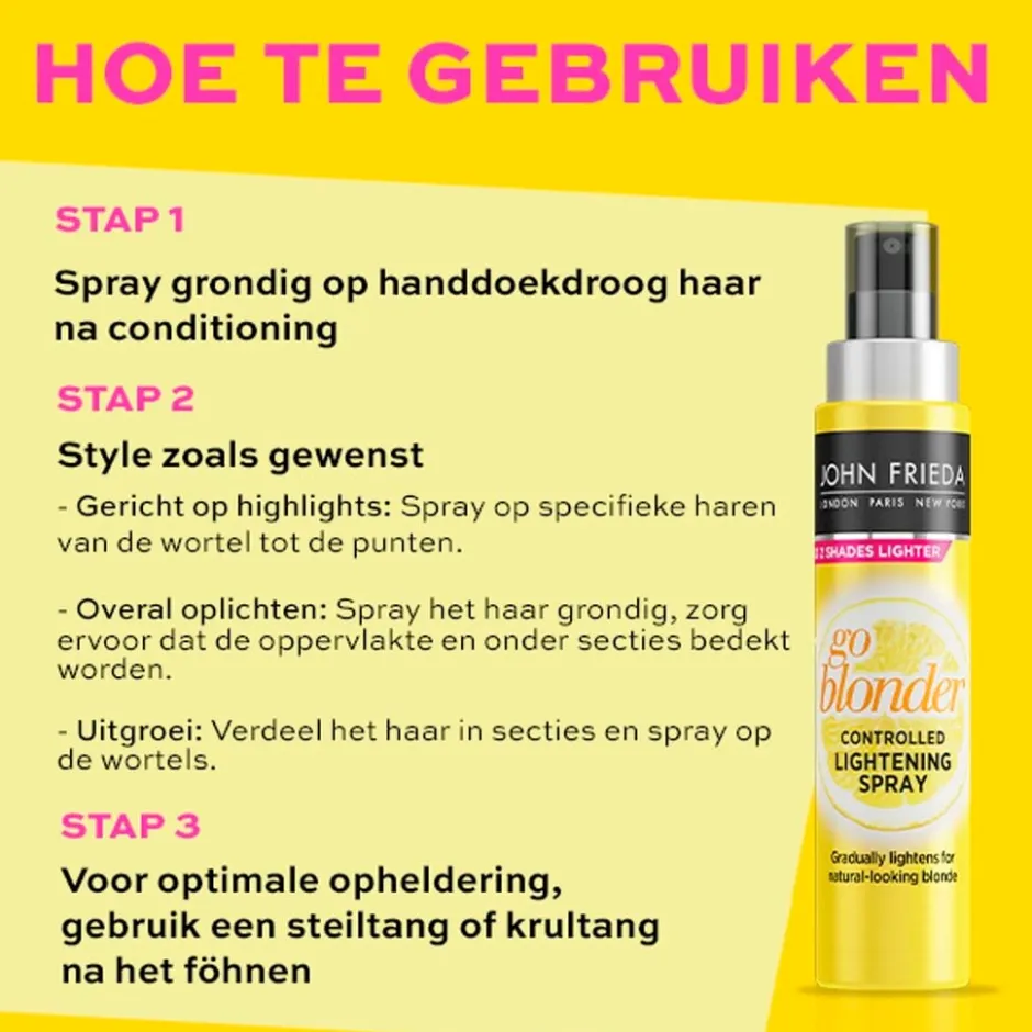 John Frieda Sheer Blonde Go Blonder Controlled Lightening Hairspray< Haarlak|Haarverf