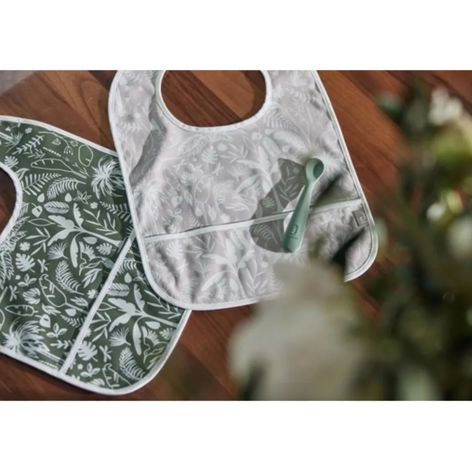 Jollein Botanical Leaf Green 2-pack Waterproof Slabber< Verrassend Babyvoordeel|Slabbetjes