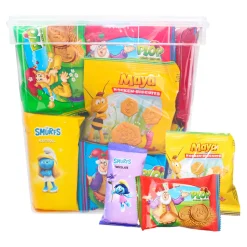 Kabouter Plop, Maya de bij en de Smurfen koekjesassortiment 44 stuks< Koek