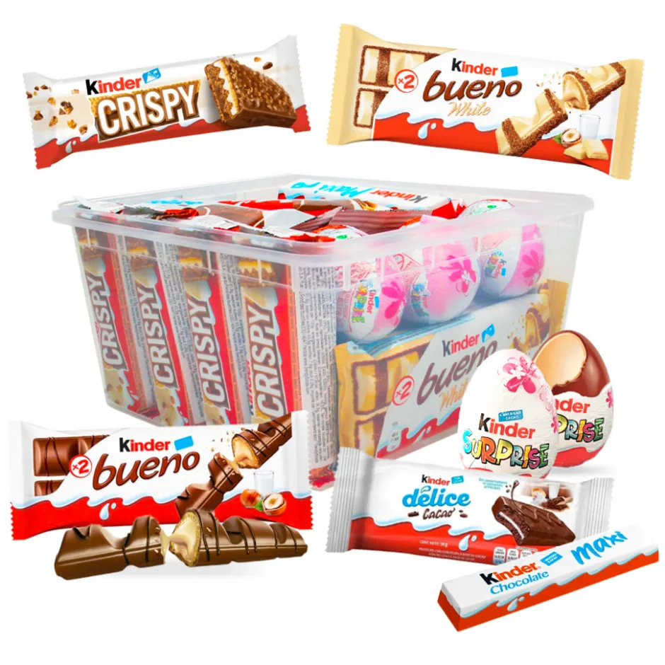 chocolade mix: Bueno melk & wit, Surprise, Delice, Maxi & Crispy|Kinder Clearance
