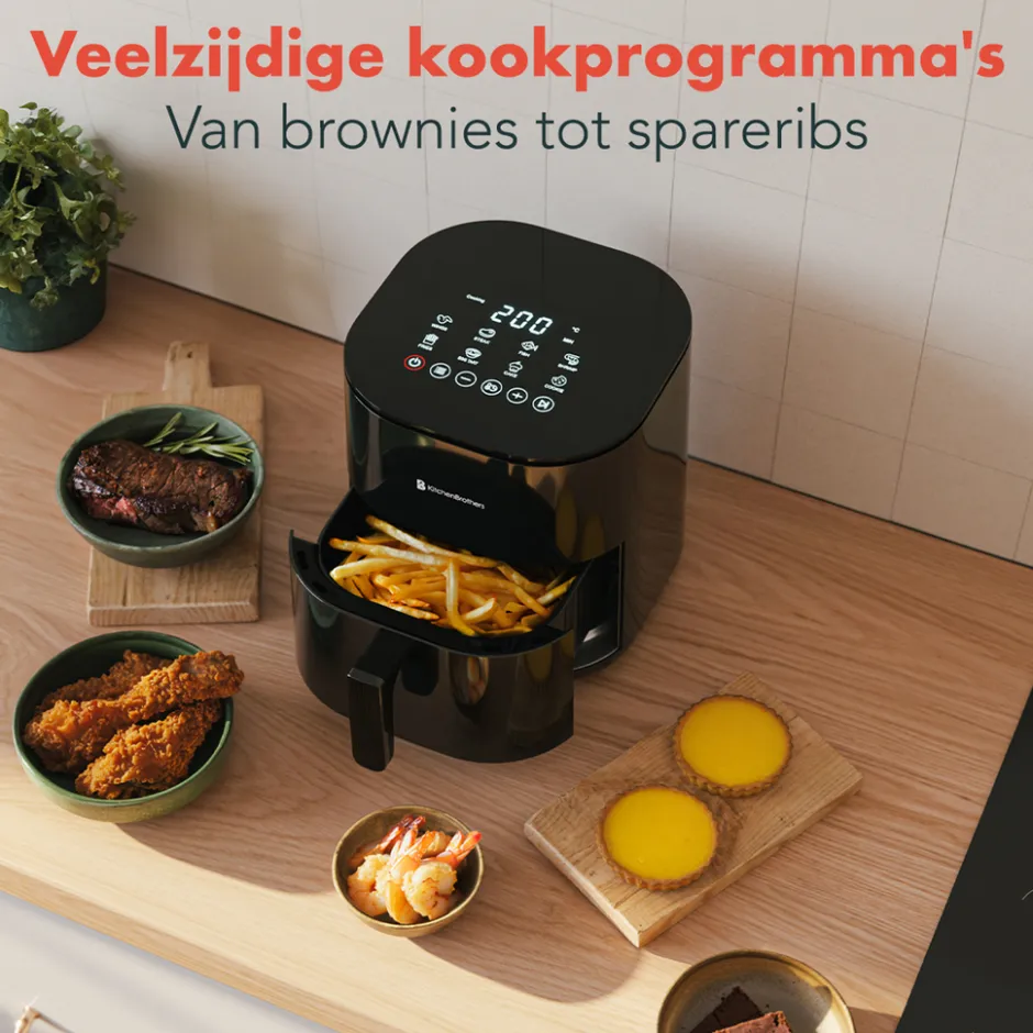 KitchenBrothers Airfryer XL 2000W 5L< Frituurpannen En Airfryers