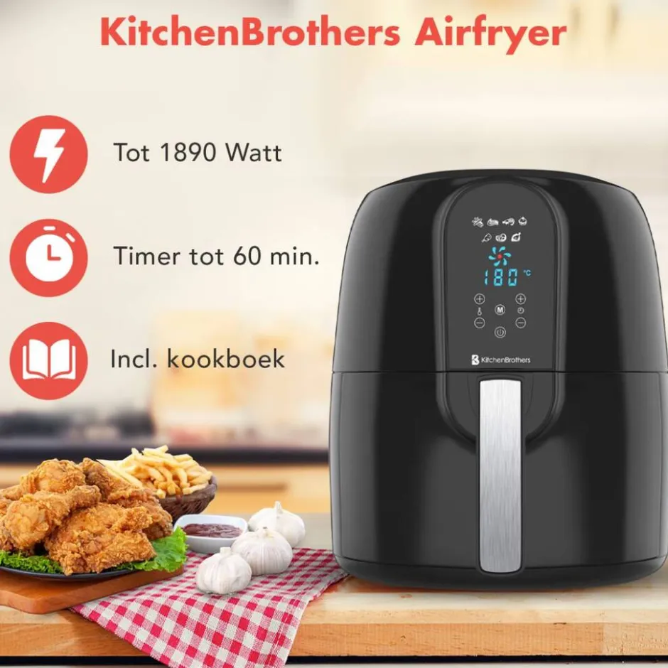 KitchenBrothers Airfryer XL< Frituurpannen En Airfryers