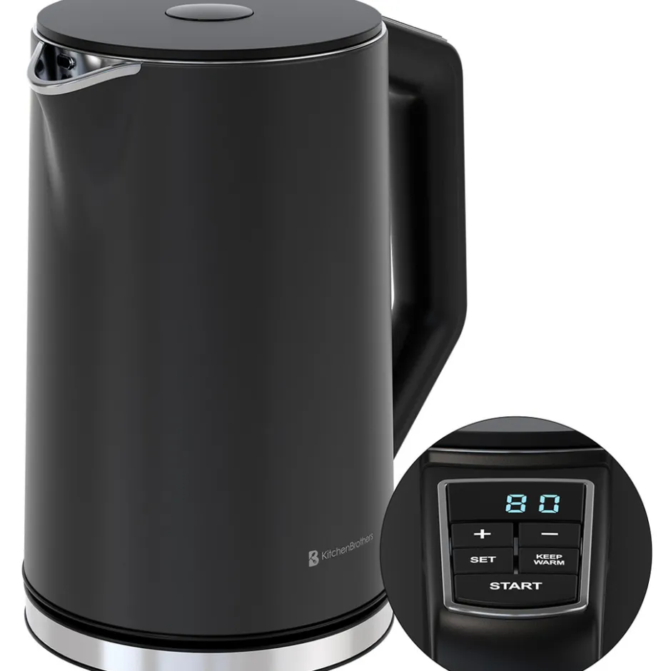 KitchenBrothers Dubbelwandige Waterkoker met Temperatuurregeling< Waterkokers