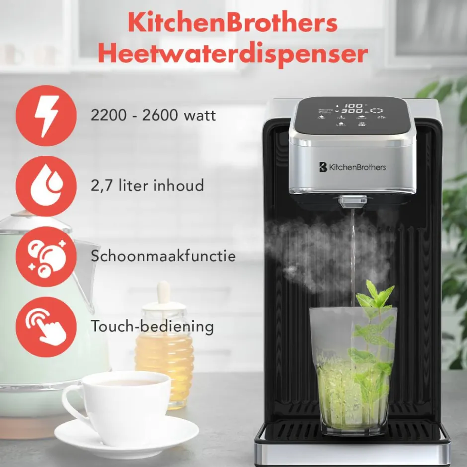 KitchenBrothers Heetwaterdispenser met Melkfunctie< Waterkokers