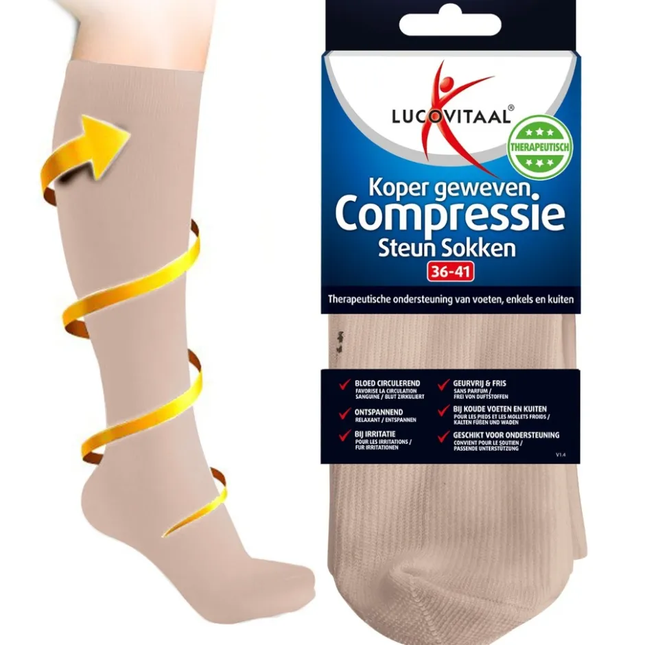 Koper Geweven Compressie Steun Kousen|Lucovitaal Discount