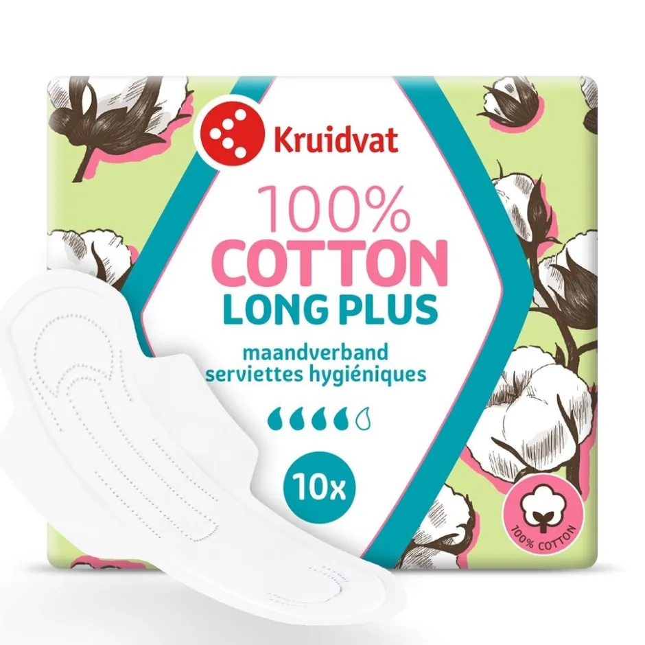 Kruidvat 100% Cotton Long Plus Ultra Maandverband< Maandverband