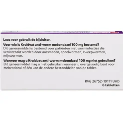 Anti-Worm Mebendazol 100mg Tabletten|Kruidvat Sale