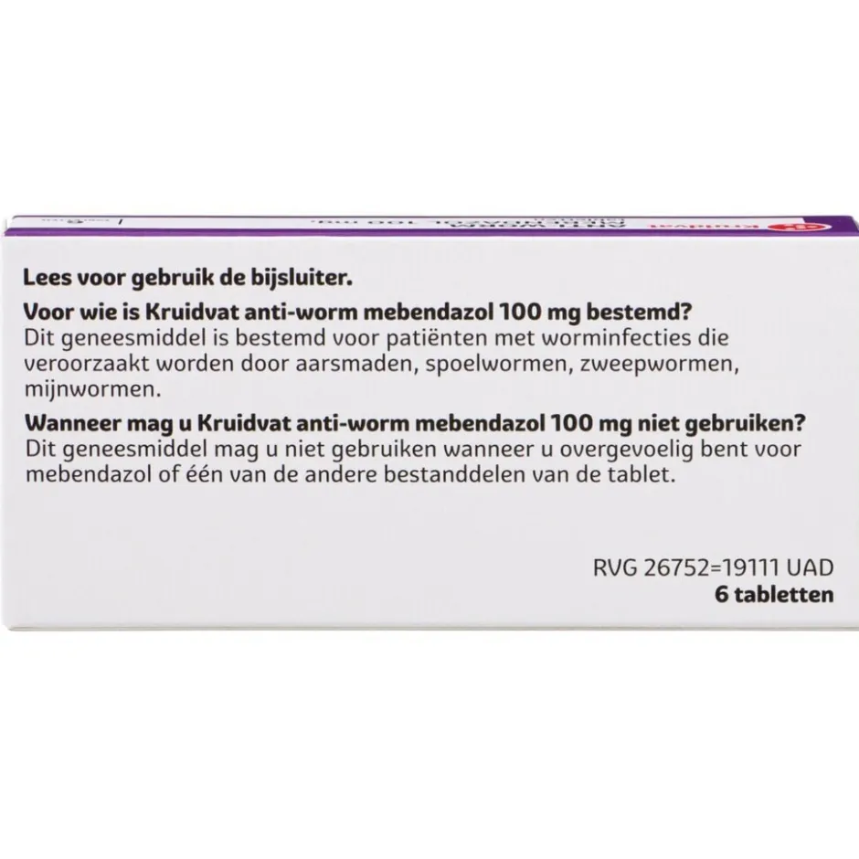 Anti-Worm Mebendazol 100mg Tabletten|Kruidvat Sale