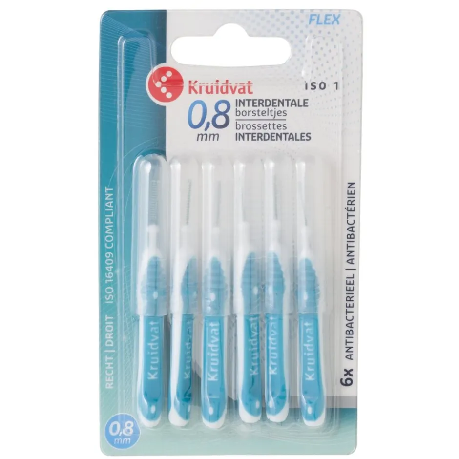 Extra Fijn 0,8mm Interdentale Borsteltjes met Handvat|Kruidvat