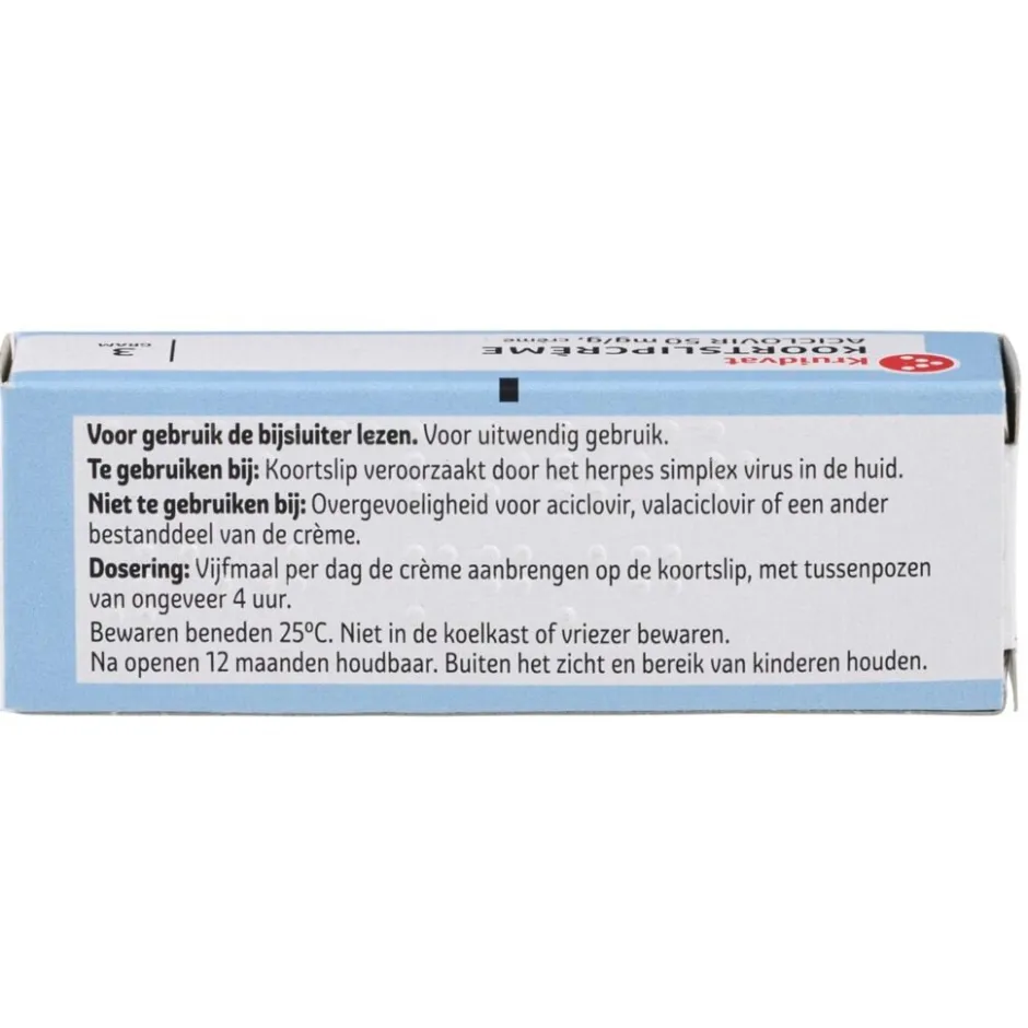 Kruidvat Koortslipcrème Aciclovir 50 mg/g< Oor En Mond