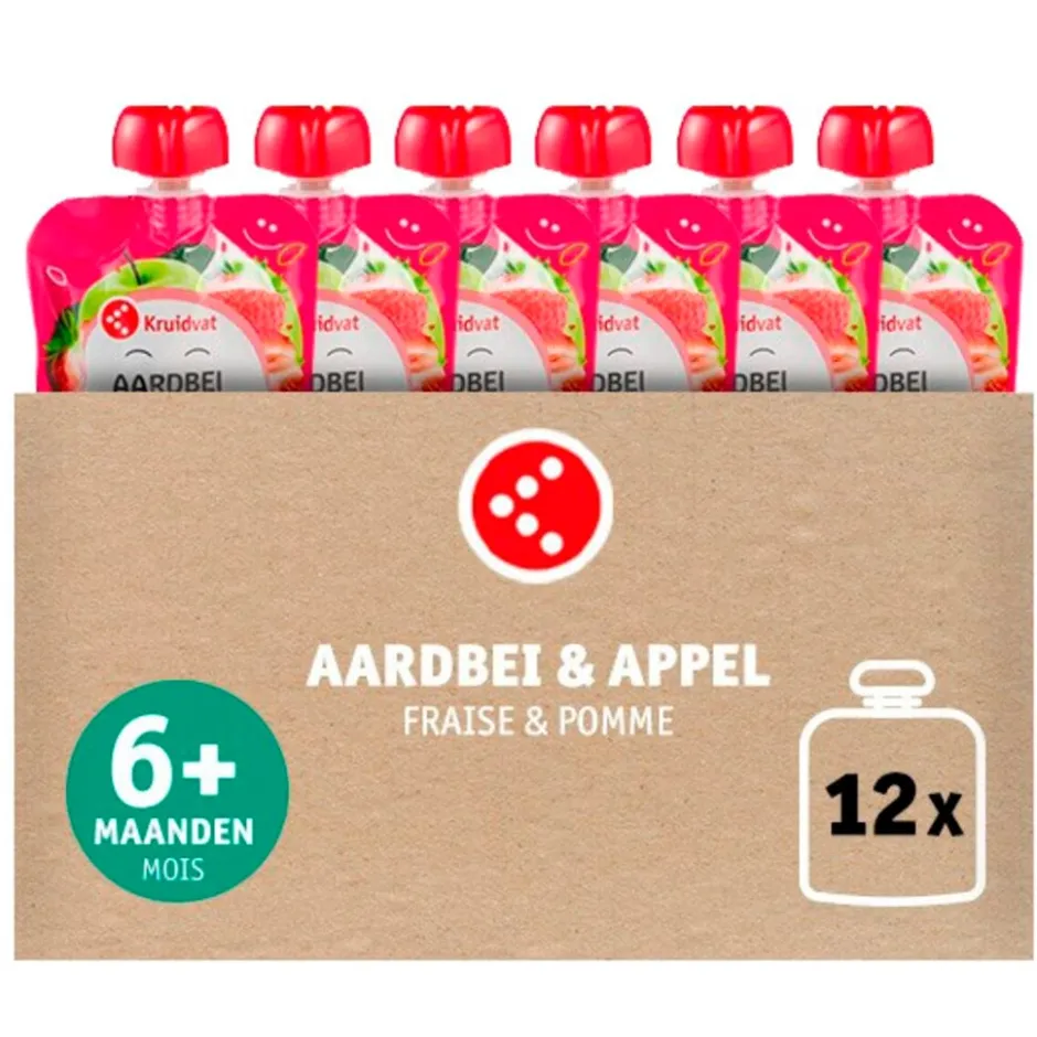 6+M Bio Aardbei met Appel Knijpzakje|Kruidvat Hot