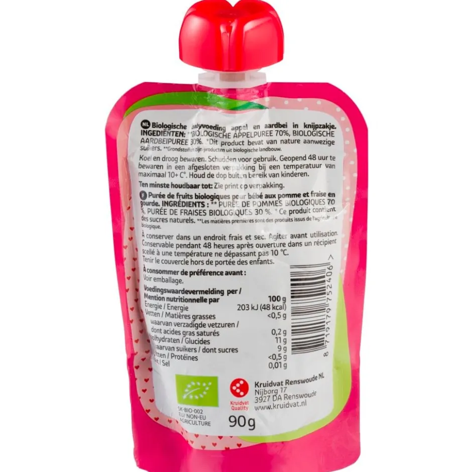 6+M Bio Aardbei met Appel Knijpzakje|Kruidvat Hot