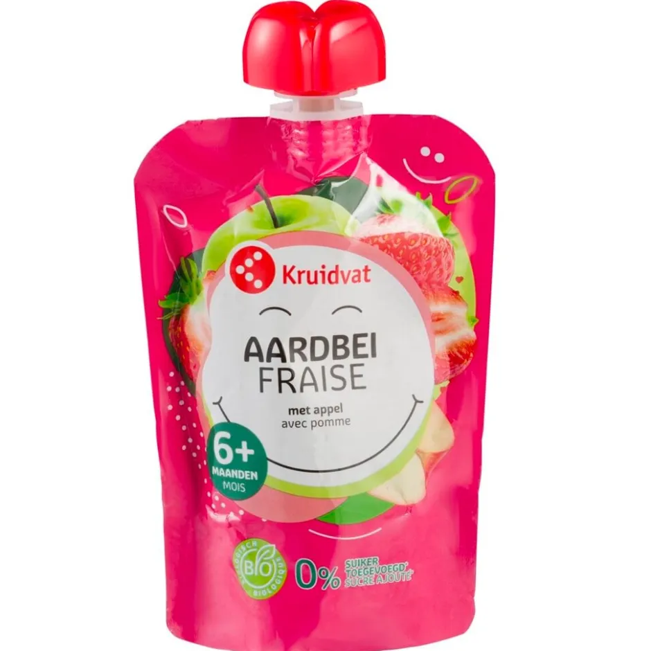 6+M Bio Aardbei met Appel Knijpzakje|Kruidvat Clearance