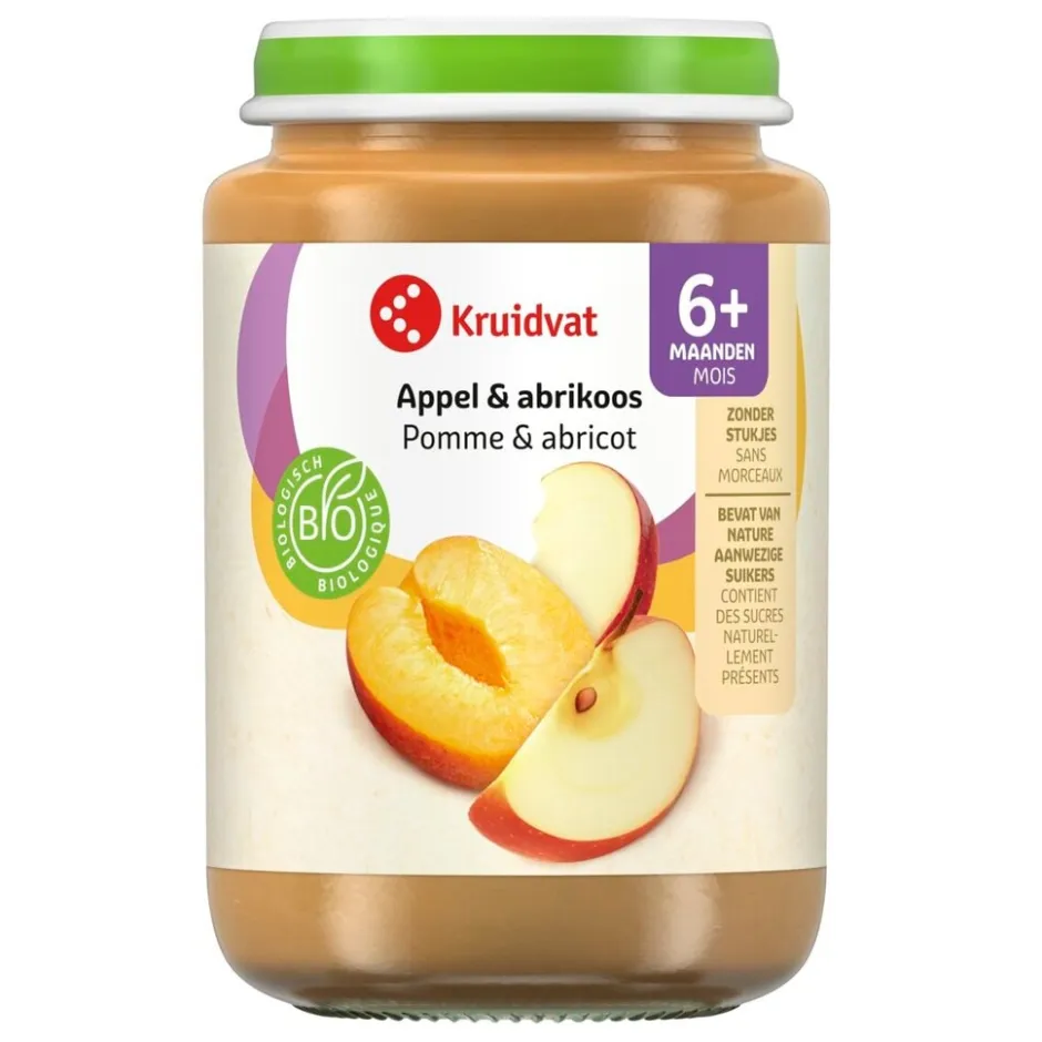 6+M Bio Appel & Abrikoos Fruithapje|Kruidvat Best