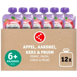6+M Bio Appel, Aardbei, Kers en Pruim Knijpzakje|Kruidvat Outlet