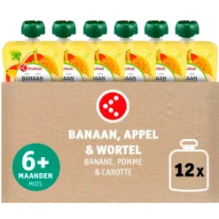 Kruidvat 6+M Bio Banaan met Appel en Wortel Knijpzakje< Fruithapjes