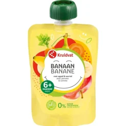 Kruidvat 6+M Bio Banaan met Appel en Wortel Knijpzakje< Fruithapjes