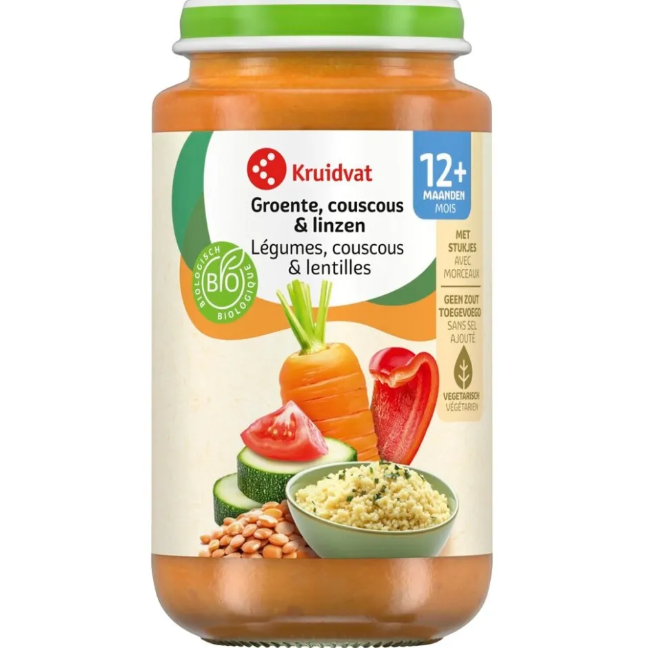 Kruidvat 12+M Bio Groente, Couscous & Linzen Maaltijd< Babymaaltijden