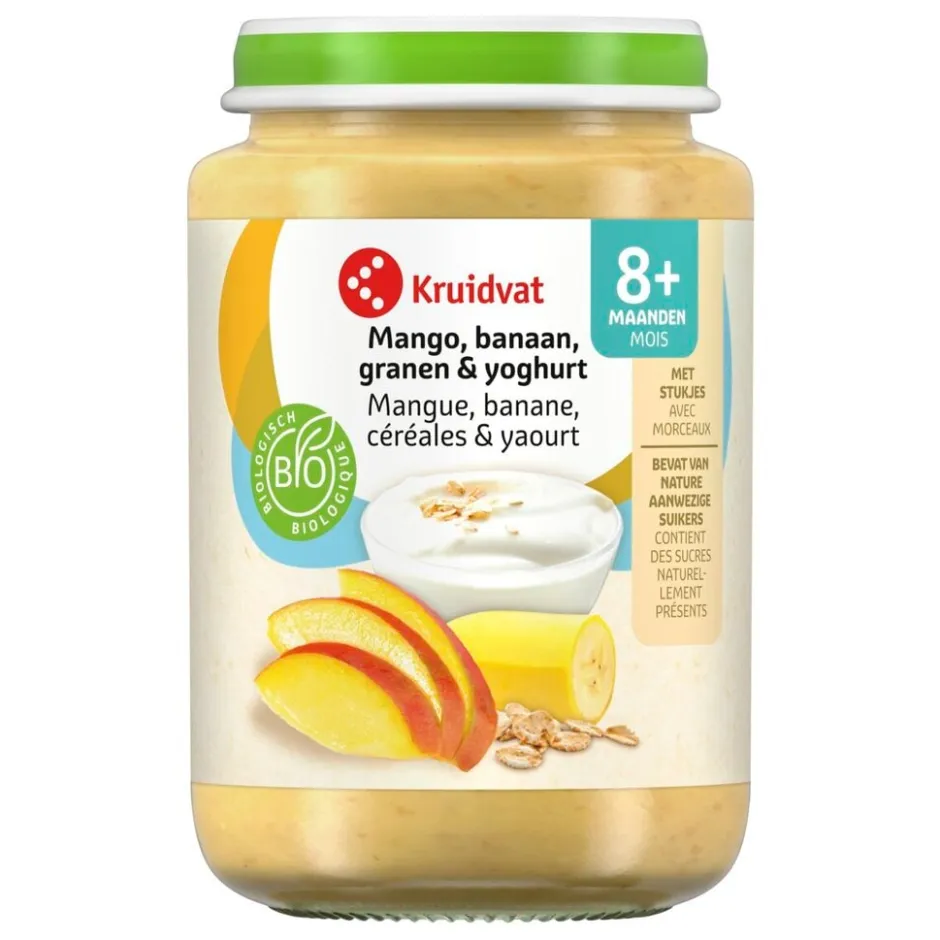 Kruidvat 8+M Bio Mango, Banaan, Granen & Yoghurt Fruithapje< Fruithapjes