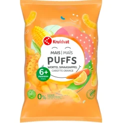 Kruidvat 6+M Bio Sinaasappel en Wortel Maïspuffs< Babytussendoortjes
