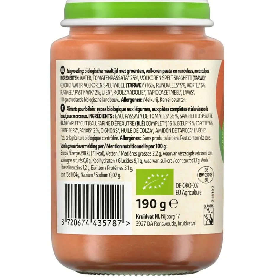 Kruidvat 8+M Bio Spaghetti Bolognese Maaltijd< Babymaaltijden