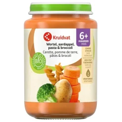 6+M Bio Wortel, Aardappel, Pasta & Broccoli Maaltijd|Kruidvat Hot