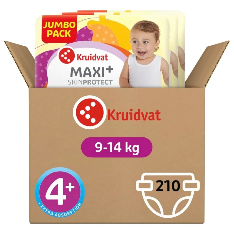 Kruidvat Maxi Plus Maat 4+ Luiers Volumedoos< Luiers Maat 4