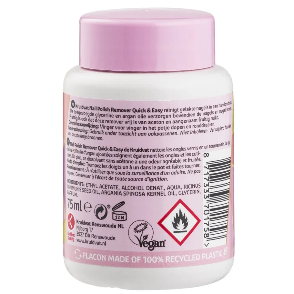 Kruidvat Nail Care Quick & Easy Nagellakremover zonder Aceton< Nagelverzorging