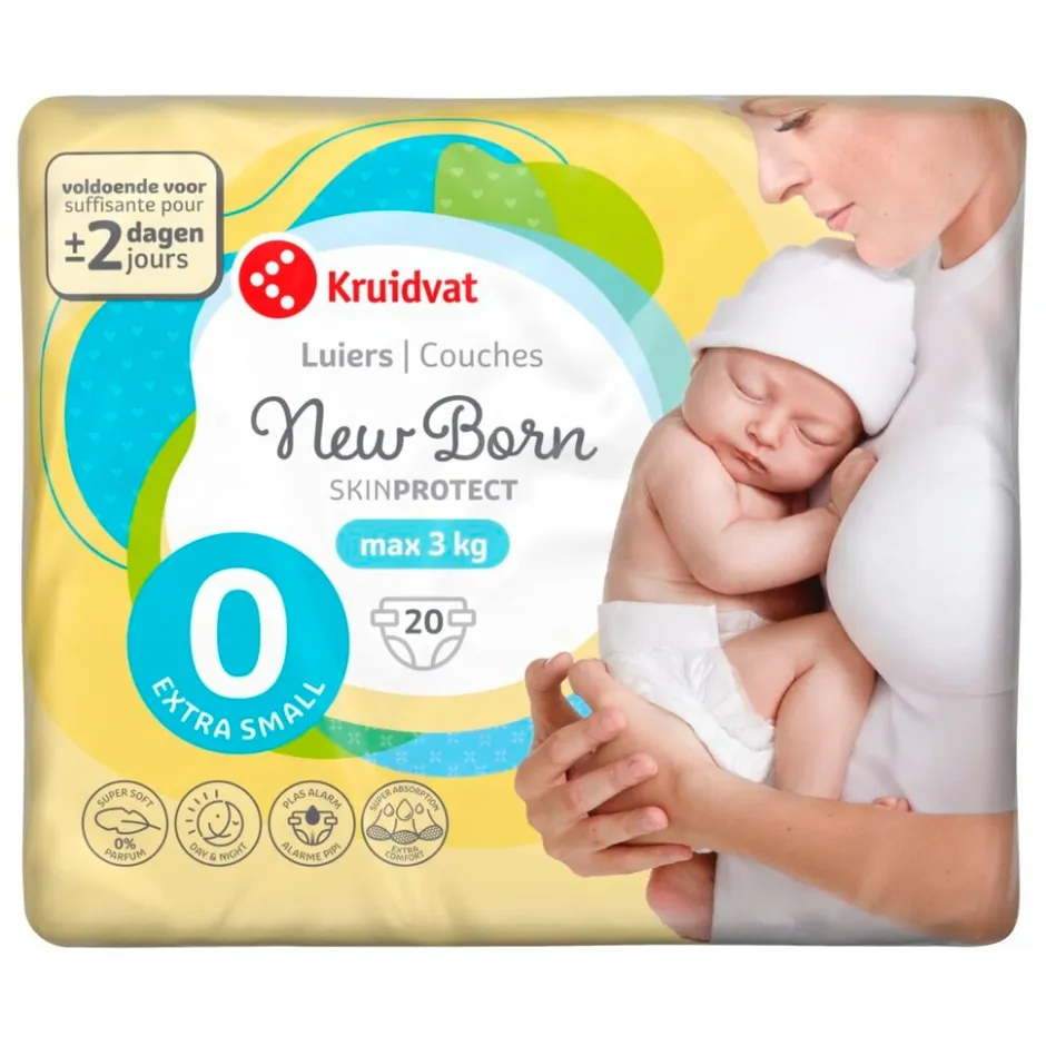 Kruidvat NewBorn Extra Small Maat 0 Luiers Smallpack< Luiers Maat 0
