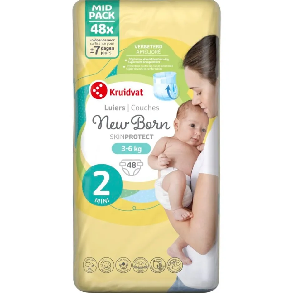 Kruidvat NewBorn Mini Maat 2 Luiers Midpack< Luiers Maat 2