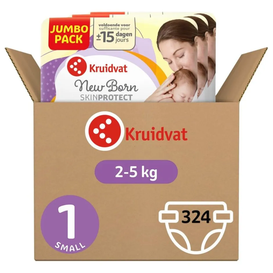 Kruidvat NewBorn Small Maat 1 Luiers Volumedoos< Luiers Maat 1