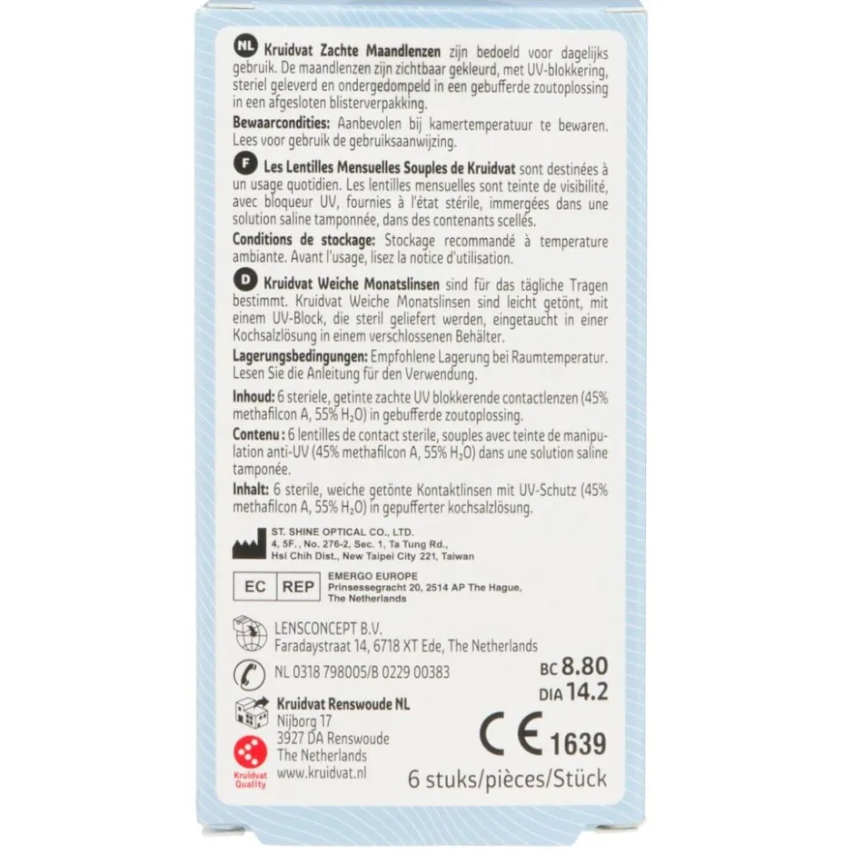 Kruidvat Opticare -1.50 Zachte Maandlenzen< Lenzen