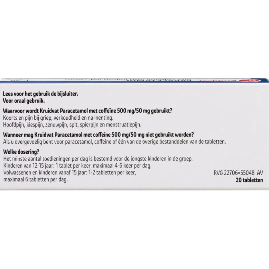 Paracetamol met Coffeïne 500mg/50mg Tabletten|Kruidvat